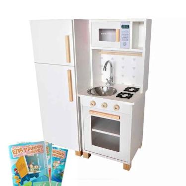 Imagem de Kit Mini Cozinha Infantil com Geladeira - Branco