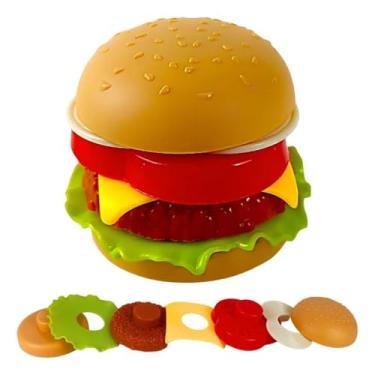 Imagem de Brinquedo Hambúrguer Infantil Monta e Desmonta – Kit Lanche Fast Food Educativo com 7 Peças – Cozinha e Lanchonete de Brinquedo para Crianças +3 Anos