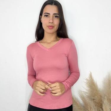 Imagem de Blusa de frio Feminina Gola V Manga Longa casual, inverno - GK TODA BE
