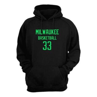 Imagem de Blusa Moletom Capuz Basquete Milwaukee Basketball Número 33 - Loja Cli