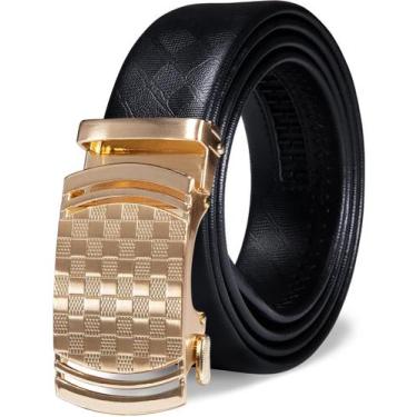 Imagem de Cinturón Ratchet Barry.Wang de Cuero Dorado para Hombre 110-150cm