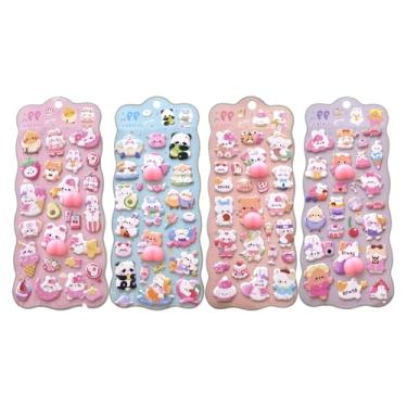 Imagem de Adesivos decorativos de bumbum 3D com 4 folhas, adesivos 3D macios para diários DIY, capas de smartphone, decoração, scrapbooking, , adesivo de gel , acessórios para meninas, crianças e