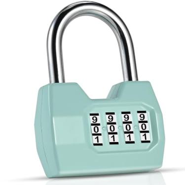Imagem de Locilot Fechadura de combinação, cadeado moderno de 4 dígitos, cadeado de combinação à prova d'água para cerca, armário, galpões, academia, galpão, unidade de armazenamento, ferrolho de portão, escola