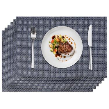 Imagem de Privalace Jogo americano de PVC 45,7 x 30,5 cm, conjunto de 6 mesas de jantar resistentes ao calor, antiderrapantes, laváveis e antiderrapantes, duráveis para refeições diárias, jantares em família