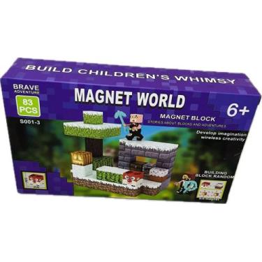 Imagem de Blocos de montar Minecraft MAGNÉTICO - Gramas, Pedras, Gelo, Madeira e
