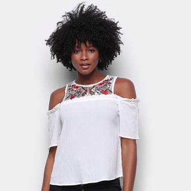 Imagem de Blusa Angel City Open Shoulder Tule Flores Feminina-Feminino