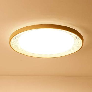 Imagem de Luminária de teto LED redonda, moderna e simples, em acrílico, para sala de estar, sala de jantar, escritório, quarto ou quarto infantil. Lustre com regulagem contínua de intensidade de luz,