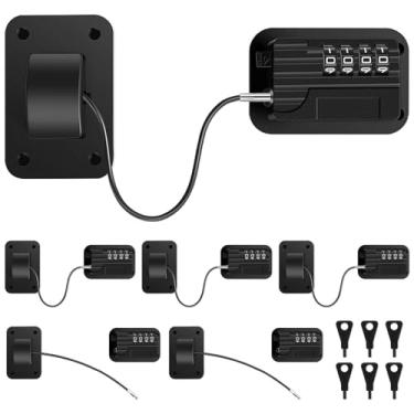 Imagem de 6/8 peças de fechaduras de geladeira, trava de geladeira preta, travas de porta de freezer sem chave para crianças pequenas e crianças, porta dupla, porta francesa, freezer vertical, armários, gavetas