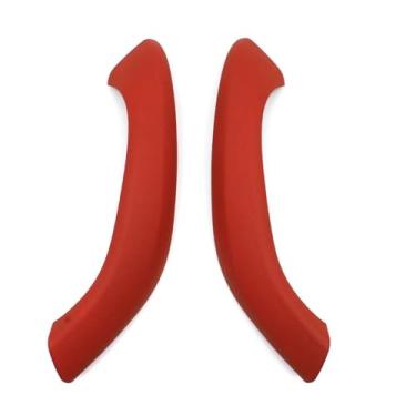 Imagem de Compatível com bmw x1 x2 f48 f49 f39 2016-2020 preto bege acessórios do carro esquerda direita maçaneta da porta interior substituição do painel de cobertura exterior substituição(Red 2pcs set)