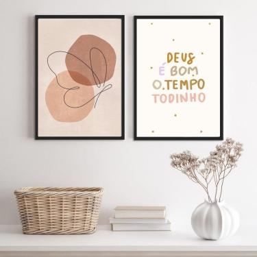 Imagem de Kit 2 Quadros Borboleta 24x18cm - Vidro e Moldura Preta