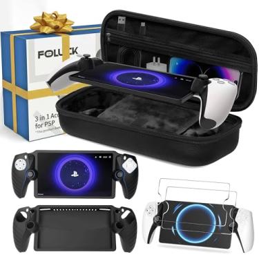 Imagem de Foluck 3 in 1 Accessoris Set Compatible with Playstation Portal, EVA Carrying Case for PS5 Portal, Soft Silicone Protective Cover, 2 Pack Screen Protector, Ps Portal Accessories, Black