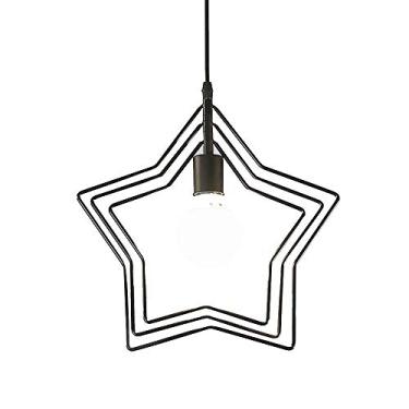 Imagem de Lustre pendente de metal estilo industrial retrô moderno, com base E27 em ferro preto, ideal para cozinhas e cafés, com fio ajustável.