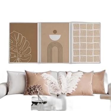 Imagem de Kit 3 Quadros Abstratos Textura Marrom 33X24Cm Vidro Branca