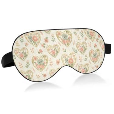 Imagem de Burbuja Máscara de dormir com flores de coração para mulheres e homens, máscara de olhos refrescante para dormir lateral com blackout com alça elástica ajustável para viajar