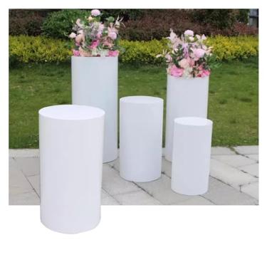 Imagem de Pedestal de cilindro branco para eventos - Pilares de exibição redondos duráveis para festas de casamento e aniversário, 40 x 70 cm, perfeitos para decoração de mesa de sobremesa