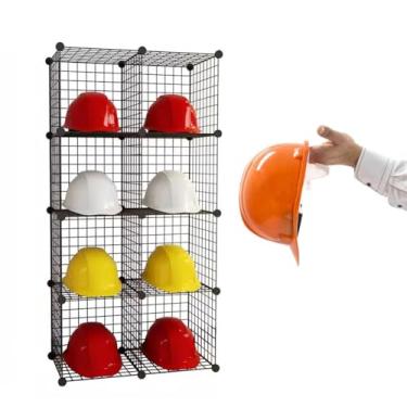 Imagem de Organizador de capacete de metal para chão – Suporte empilhável para exibição de capacete de bicicleta e suporte para prateleiras modulares, grades de arame e solução de armazenamento de estante