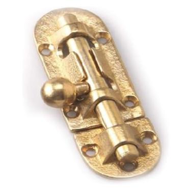 Imagem de Trava de porta deslizante interna, trava deslizante de latão engrossada antiga fechadura de porta de madeira para portão doméstico fecho de segurança para segurança doméstica (latão), ouro