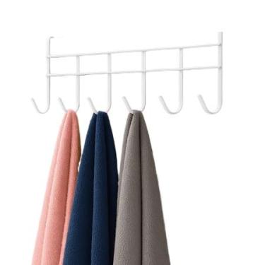 Imagem de KIT Cabideiro de Porta Organizador 6 Ganchos Multiuso Branco e Preto | Sem Furos (Branco,1 UNIDADE)