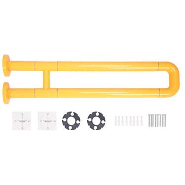 Imagem de Barra de apoio de banheiro em forma de U antiderrapante trilho de suporte de banheiro para idosos e adultos corrimão de segurança amarelo 61 x 13 cm
