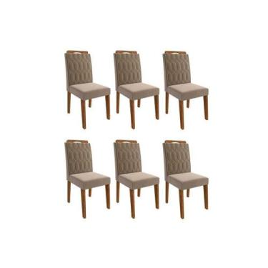 Imagem de Cadeira Cozinha Paola Wood Kit 6 Un Carvalho/Suede Joli Capuccino - Ci