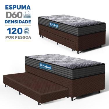 Imagem de Cama Box com Colchão de Espuma D60 Double Face Guarda Costas Comfort Force Probel + Auxiliar de Espuma Unique Solteiro 88cm