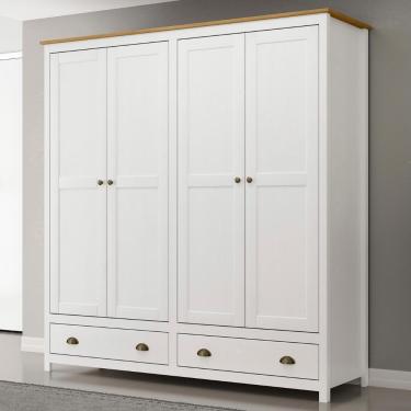 Imagem de Guarda Roupa Casal 176cm 4 Portas 2 Gavetas Lázio Branco/freijó F07 - Mpozenato