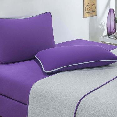 Imagem de Jogo De Cama Malha Lençol 100% Algodão Urbano 4 Peças Casal Roxo-mescla