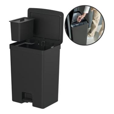 Imagem de Lixeira Pedal Trium Dupla De 46l C/ Cesto Bancada Pia 4l Ou