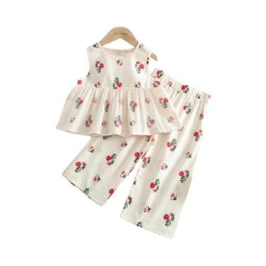 Imagem de Conjunto De Blusa Sem Mangas Com Bolinhas E Calças Largas Para Bebês M