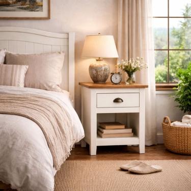 Imagem de Mesa de Cabeceira Madeira Maciça Boho Rústica Mesinha Quarto