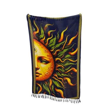 Imagem de Canga Mandala Sol Estampa Psicodélica Boho Cor:AzulTamanho:Unico - Dee