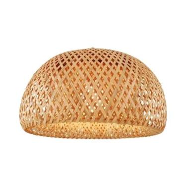 Imagem de Luminária Pendente De Bambu Preto E Branco Feita À Mão, Lustre Retro T