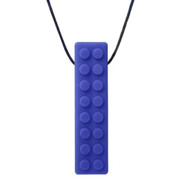 Imagem de Colar Mordedor Texturizado Brick Stick - ARK Therapeutic, Azul Escuro 