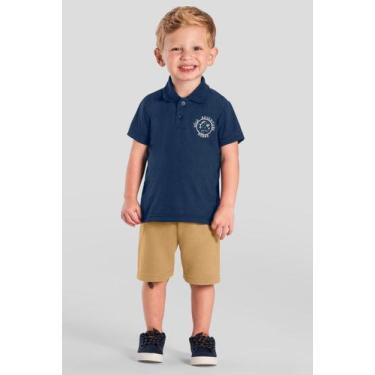 Imagem de Camisa polo infantil menino com bordado Brandili, 4, Azul