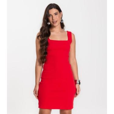Imagem de Vestido Canelado Feminino Select Vermelho, G, Vermelho