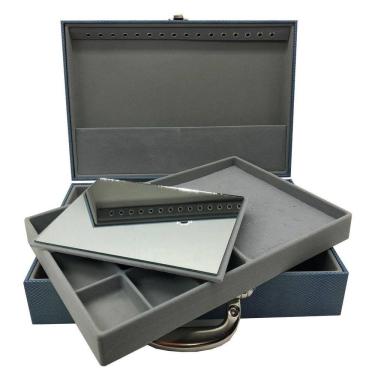 Imagem de Maleta Porta Joias Azul Jeans Grande Dupla