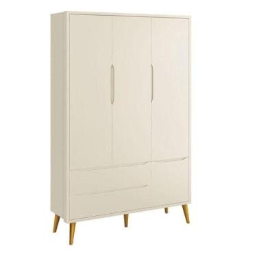 Imagem de Guarda Roupa Infantil Theo 3 Portas Areia Com Pés Amadeirados - Reller
