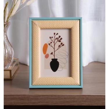 Imagem de Porta-Retrato Trançado Rústico 10cm x 15cm Azul MDF - Wolff