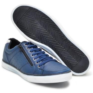 Imagem de Sapatenis Casual Sola Reta Hfast Shoes Cadarço e Zíper Costura Aparent