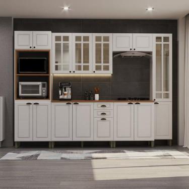 Imagem de Cozinha Americana Modulada Torre Quente Paneleiro e Aéreo com Vidro Re