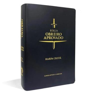 Imagem de Bíblia Obreiro Aprovado Média Luxo Harpa Cristã Preta - CPAD