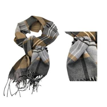 Imagem de Cachecol Xadrez Marrom p/ um Inverno Aconchegante e Estiloso - REDSTAR