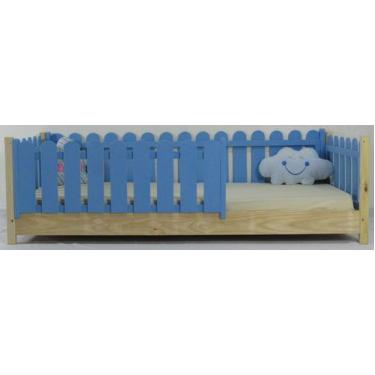 Imagem de Cama Montessoriana Solteirão Base Colorida Madeira Maciça Pinus - Pipo