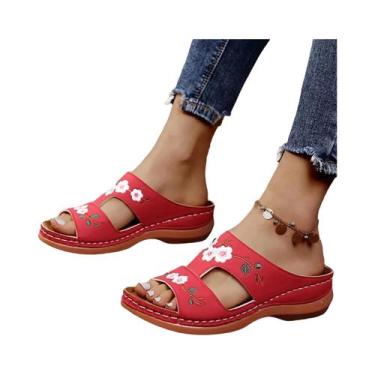 Imagem de Sandálias Femininas De Couro PU Com Bordado Vintage, Presente De Natal