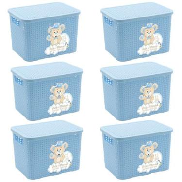 Imagem de Kit 6un Caixa Organizadora Infantil 3,5L Azul - Bebê & Mamãe - Monte L