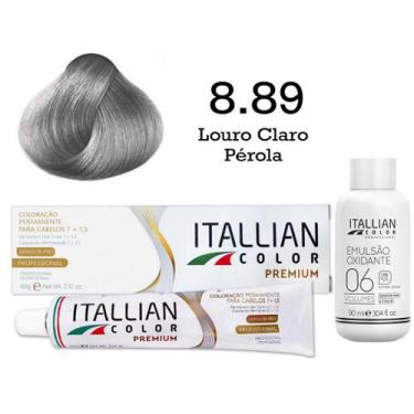Imagem de Coloração 8.89 Louro Claro Pérola Oxi 06 Volumes 90ml  Itallian Color 