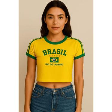 Imagem de Cropped Do Brasil Bandeira Bordada - Amarela, G
