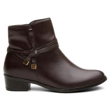 Imagem de Bota Feminina Cano Curto Couro Salto Baixo Confortável-Feminino