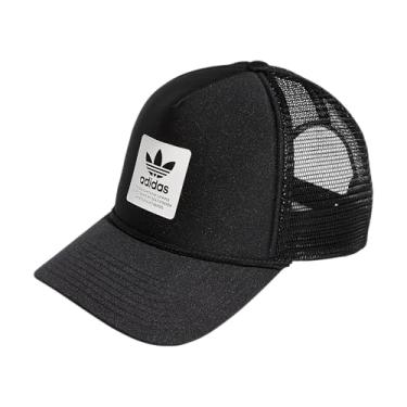 Imagem de adidas Originals Boné com alça ajustável com 5 painéis e coroa alta Dispatch Trucker, Preto/branco, Tamanho Único
