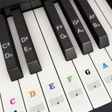 Imagem de Adesivos Para Teclado De Piano Com Notas Brancas E Pretas Para Pianos 